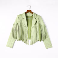 Damen Fransenjacke aus hochwertigem Suede-Mix WW