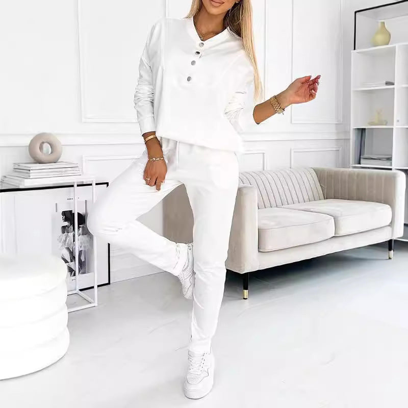 Damen Casual Jumpsuit mit asymmetrischem Ausschnitt und Knopfdetails