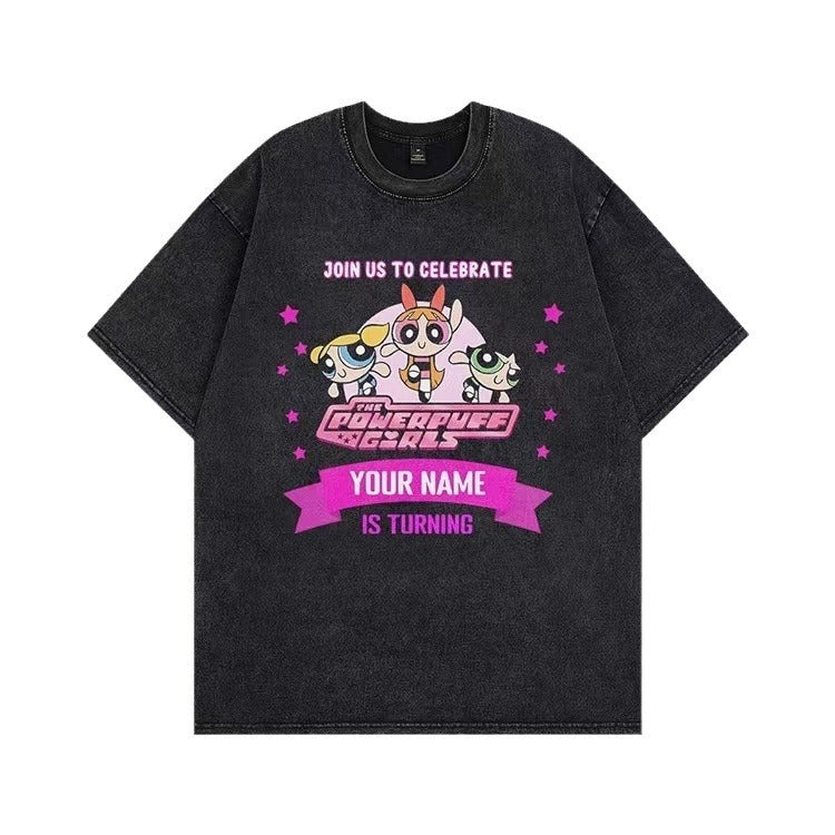 Damen T-Shirt mit angepasstem Powerpuff Girls Grafikdruck WW