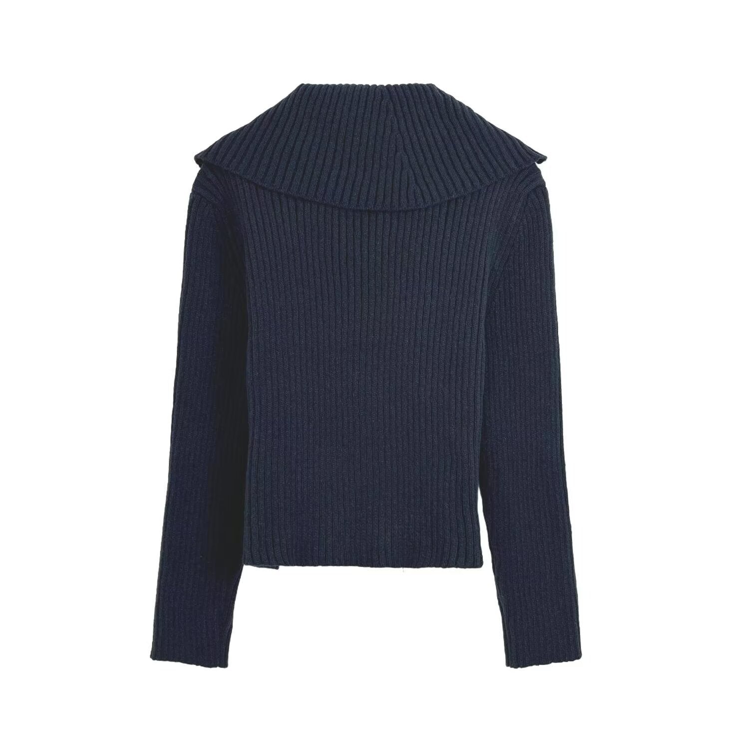 Damen Strickjacke mit raffiniertem Kragen und seitlichem Reißverschluss WW