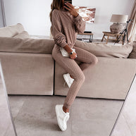 Damen bequemes Lounge-Set mit Kapuze und elastischer Hose WW