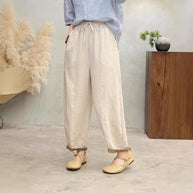 Damen Relaxed Fit Hohe Taille Hose mit verstellbarem Zugband WW