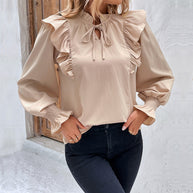 Damen Bluse mit eleganten Rüschendetails und verspieltem Kordelzug WW