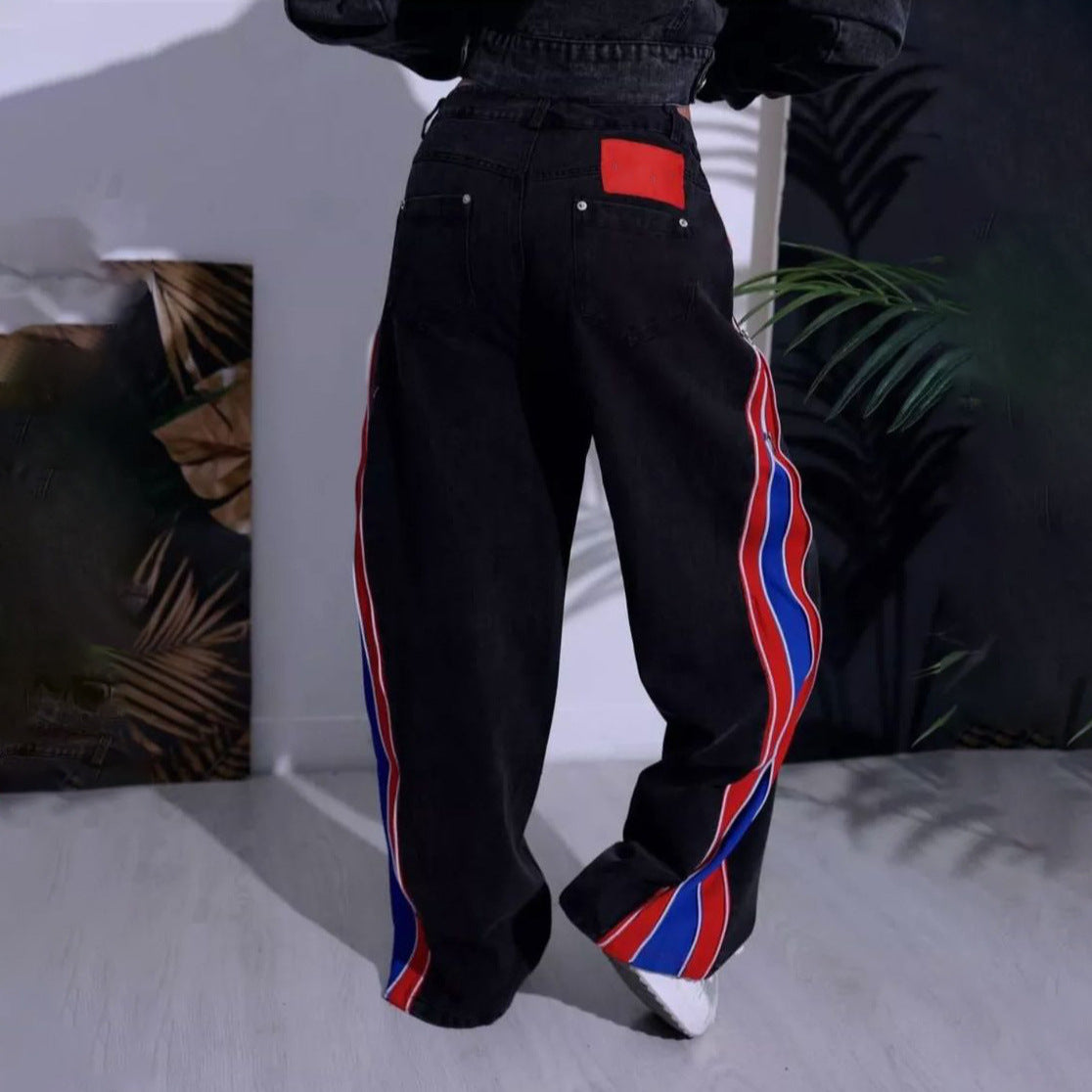 Damen Sportliches Crop-Top mit langen Ärmeln und farbigen Seitenstreifen WW