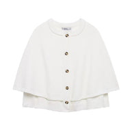 Damen weiches Strick-Cape mit Knöpfen WW