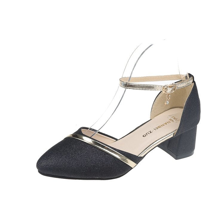 Damen elegante Schlupf-Pumps mit transparentem Riemchen und modischem Glitter W&W