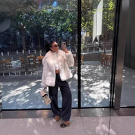 Damen Stilvoller Kunstfell-Shortjacke WW