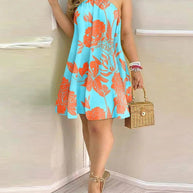 WW | Bedrucktes Cold Shoulder Halter Tie Kleid
