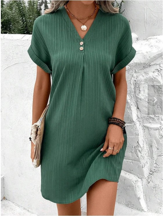 Damen lässiges Midi-Kleid mit Knopfdetails W&W Mode