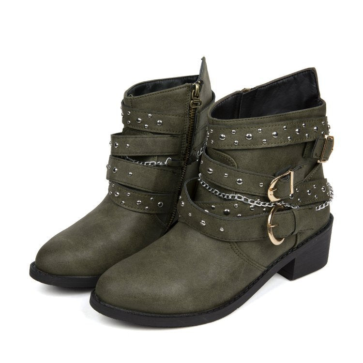 Damen Stiefeletten mit modischem Riemen-Design und dekorativen Akzenten W&W Mode