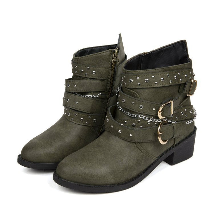 Damen Stiefeletten mit modischem Riemen-Design und dekorativen Akzenten W&W Mode