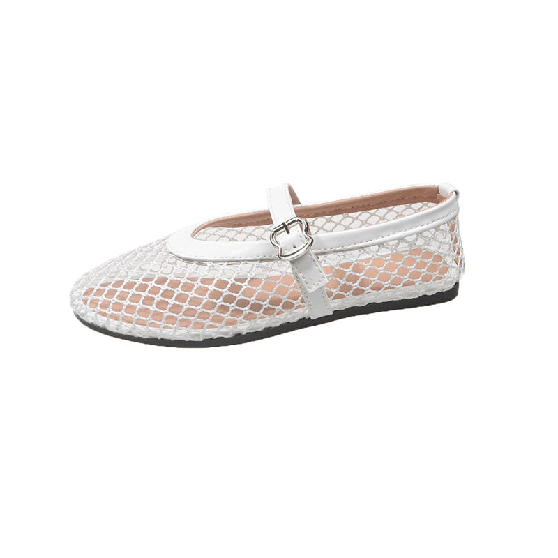 Damen Ballerinas aus Netzgewebe mit Riemen WW