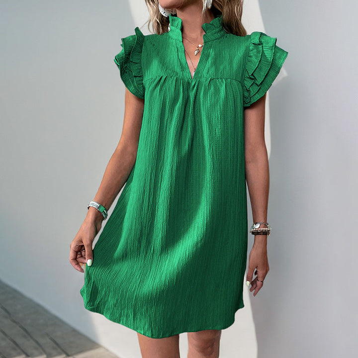 Damen Freizeitkleid mit Rüschenärmeln und lockerer Passform W&W Mode