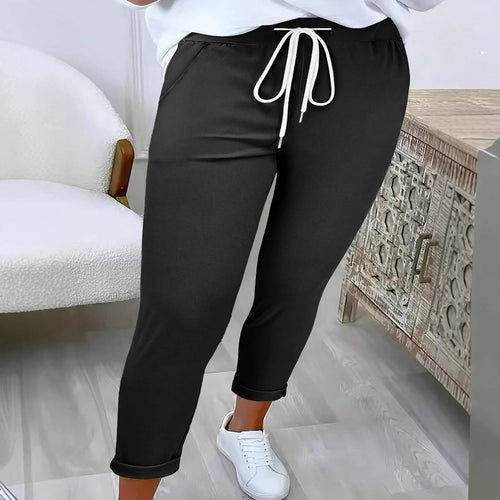 Damen Bequeme Freizeithose mit verstellbarem Kordelzug und lässigem Schnitt WW