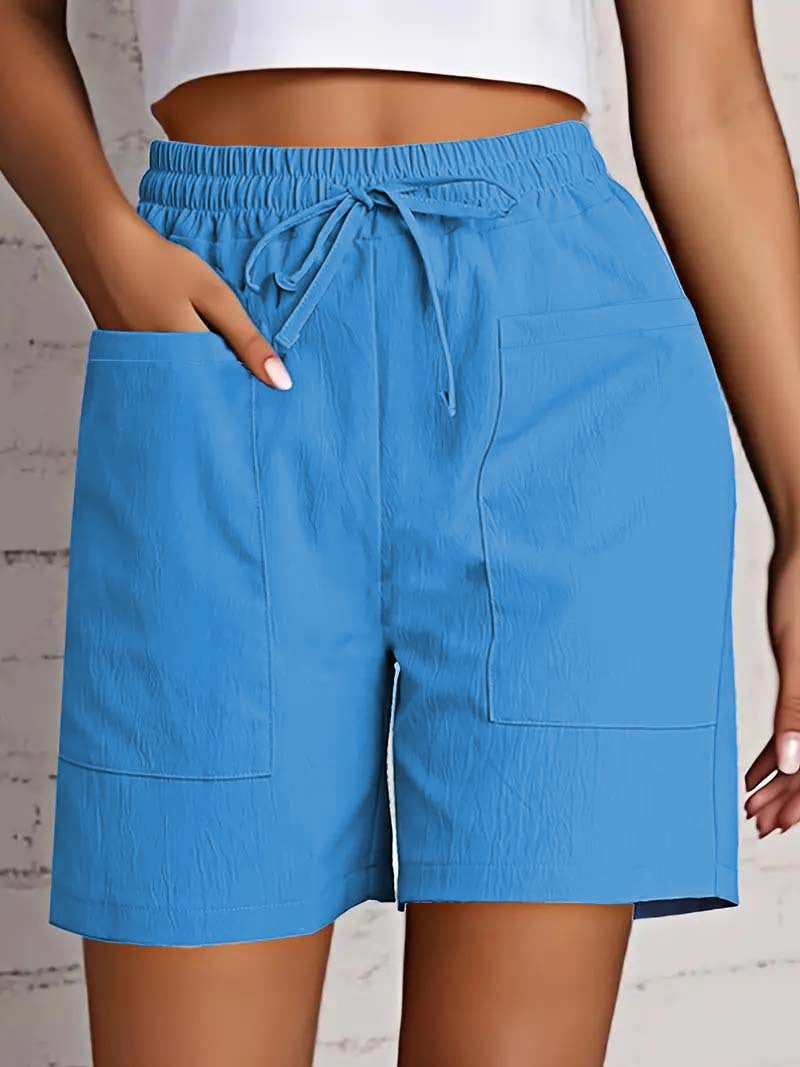 Damen entspannte Shorts mit breitem Gummibund und praktischen Taschen WW