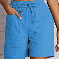 Damen entspannte Shorts mit breitem Gummibund und praktischen Taschen WW