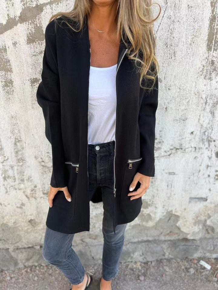 Damen stylische Gemütliche Jacke mit Kapuze W&W Mode
