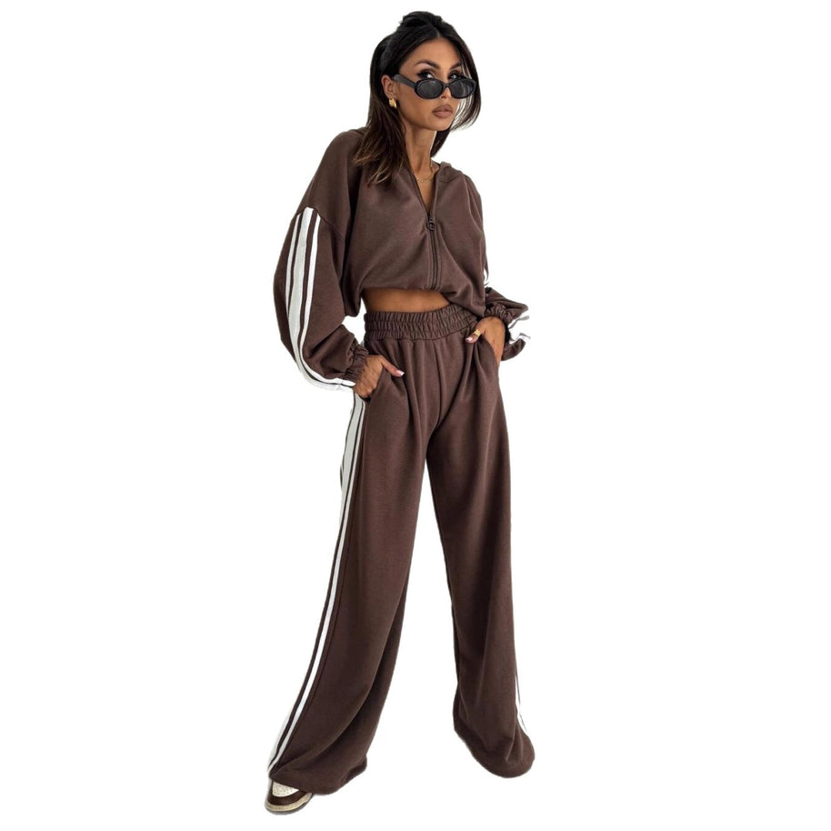 Damen sportliches Set mit weitem Hoodie und elastischer Jogginghose WW