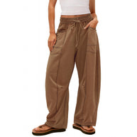 Damen weite Freizeithose mit praktischen Seitentaschen und elastischem Bund WW