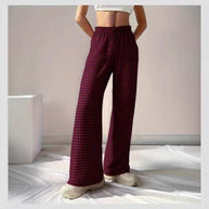 Damen Weite Karohose mit elastischem Bund und schickem Schnitt WW