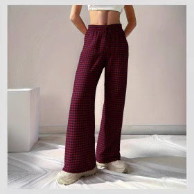 Damen Weite Karohose mit elastischem Bund und schickem Schnitt WW