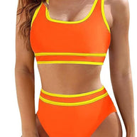 Damen Sportliches Bikini-Set mit hoch geschnittenem Unterteil und sportlichem Oberteil WW