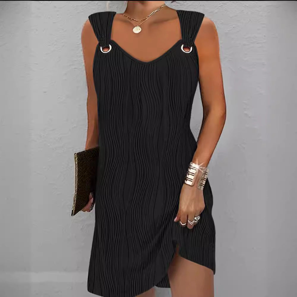Damen ärmelloses Sommerkleid mit dekorativen Schleifen und leichtem Schnitt WW