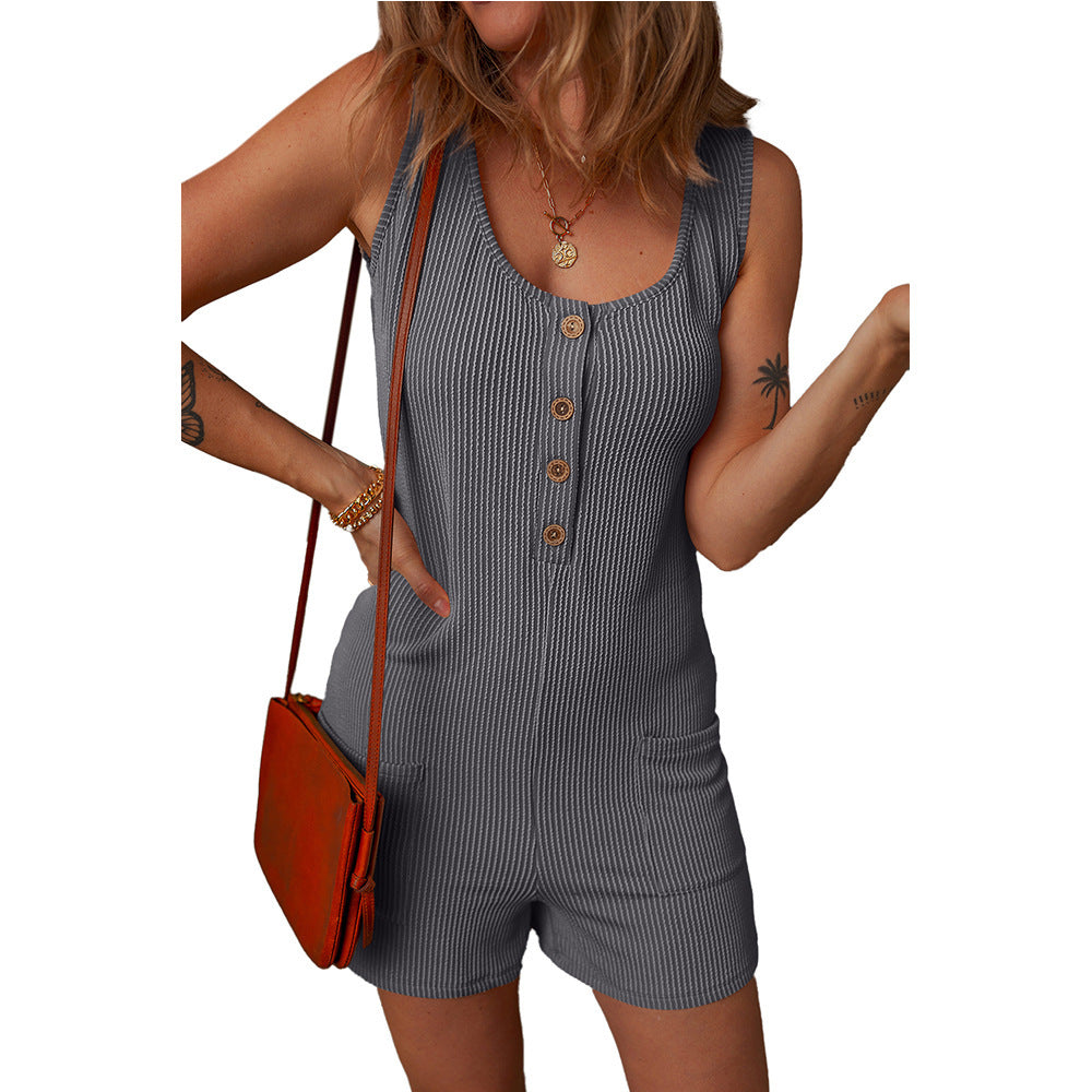 Damen Schnappschuss Overall mit Knopfleiste WW