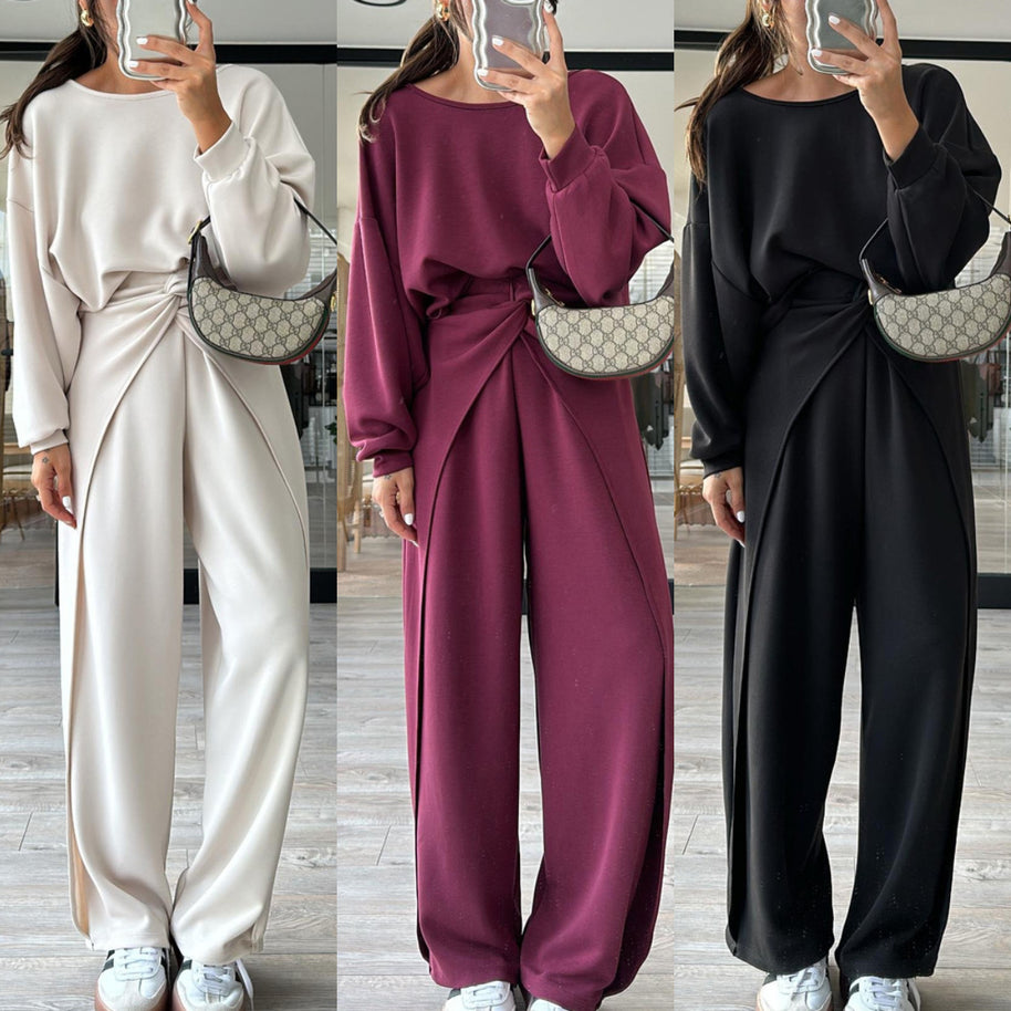 Damen Set mit elegantem Krepp-Design und weitem Schnitt WW