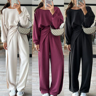 Damen Set mit elegantem Krepp-Design und weitem Schnitt WW