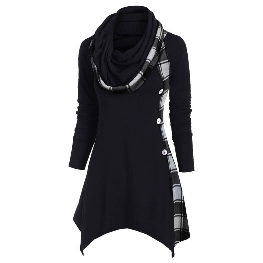 Damen Hoodie-Kleid mit asymmetrischem Schnitt und Karomuster WW
