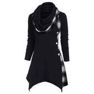 Damen Hoodie-Kleid mit asymmetrischem Schnitt und Karomuster WW