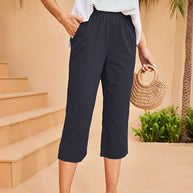 Damen bequeme Leinen-Hose mit elastischem Bund W&W