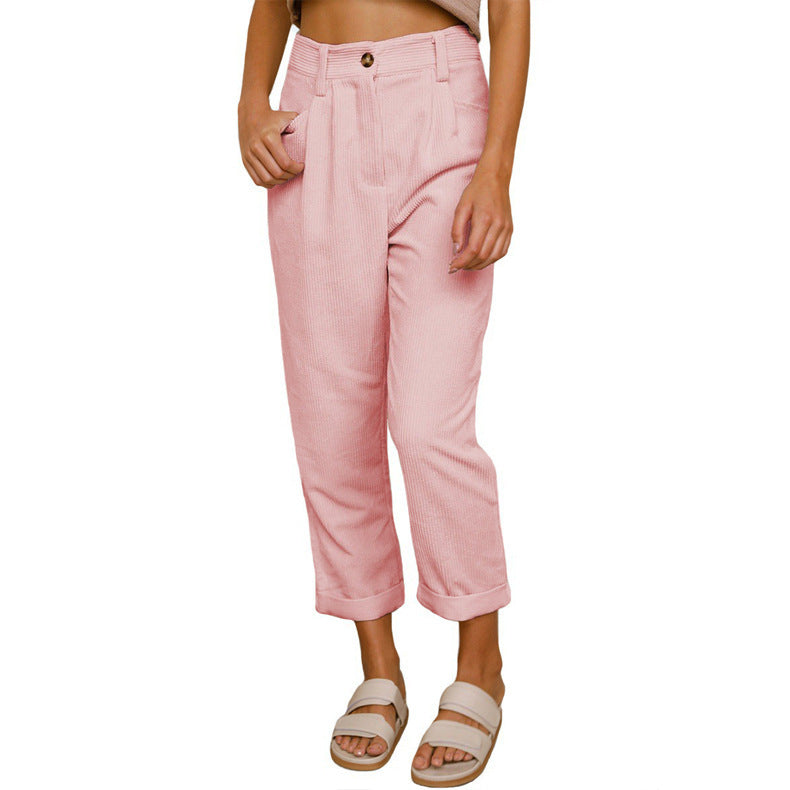 Damen Hochwertige Bundfalten-Hose mit umgeschlagenem Saum und eleganter Passform WW