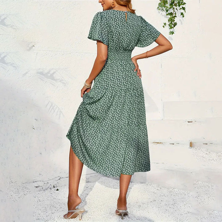 Damen Midikleid mit voluminösen Ärmeln und fließendem Rock W&W Mode