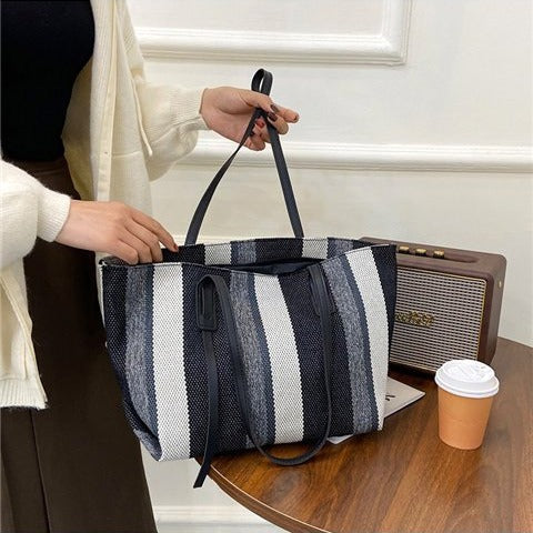 Damen Shopper-Tasche mit modernen Streifen und vielseitigem Innenraum WW