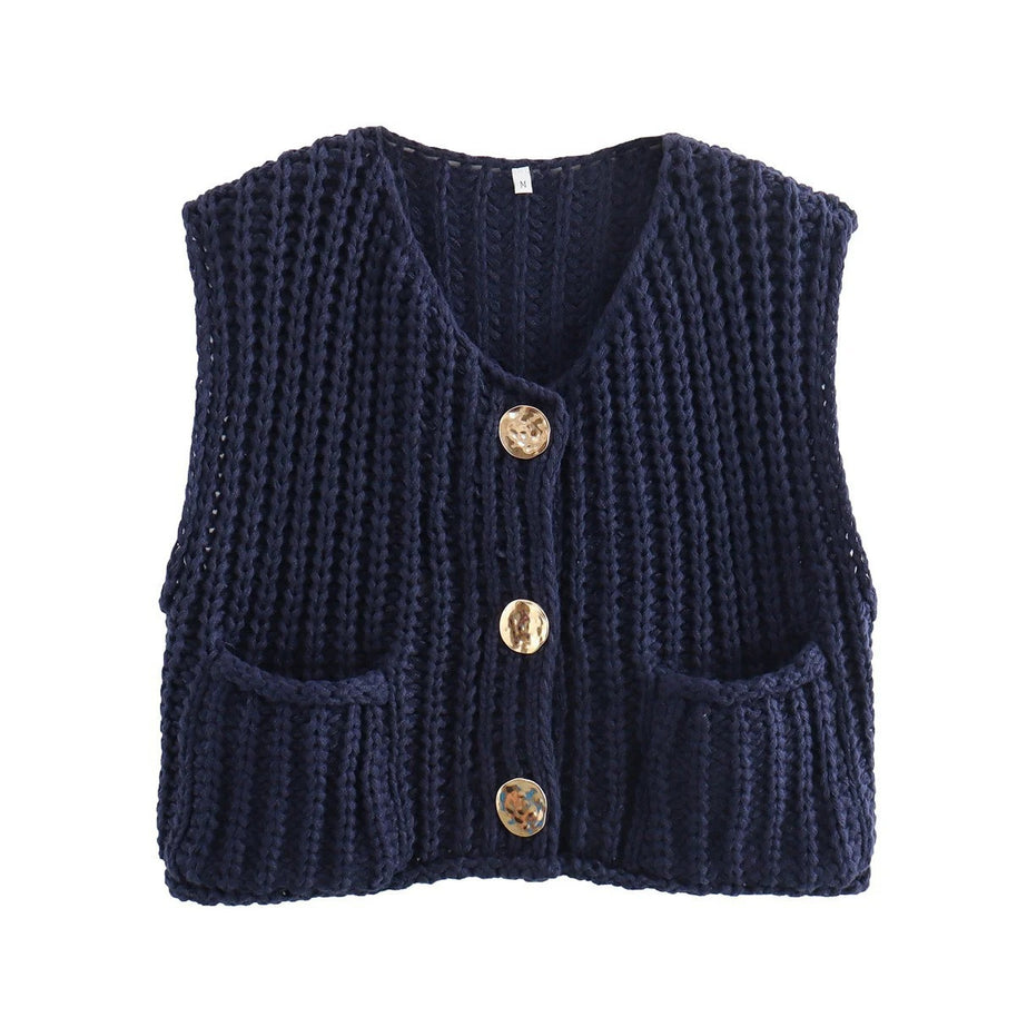 Damen Strickweste mit Taschen WW