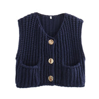 Damen Strickweste mit Taschen WW