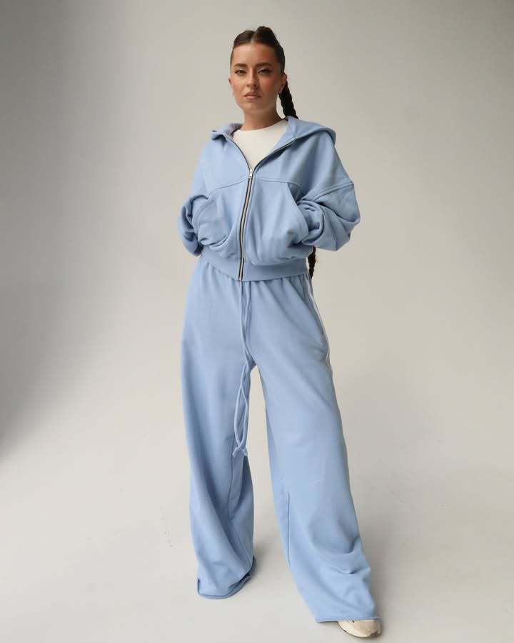 Damen Sportliches Loungewear-Set mit cropped Jacke und bequemen Jogginghosen WW