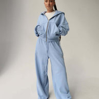Damen Sportliches Loungewear-Set mit cropped Jacke und bequemen Jogginghosen WW