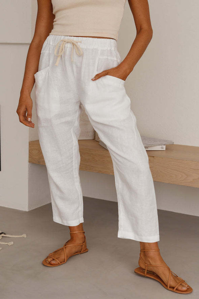Damen Bequeme Culotte mit elastischem Bund und Kordelzug WW