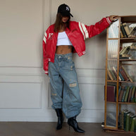 Damen sportliche Varsity-Jacke mit lässigem Schnitt und moderner Applikation WW