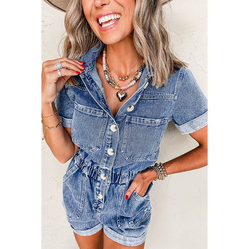 Damen Denim-Jumpsuit mit taillierter Passform und funktionalen Taschen WW