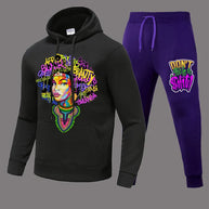 Damen Stadium Hoodie und Jogginghose Set mit buntem Grafiken WW