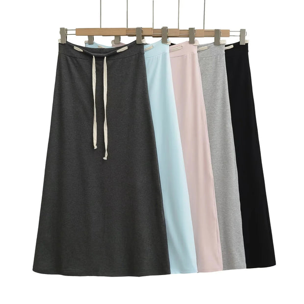 Damen Sportlicher Maxiröcke mit verstellbarem Bund WW