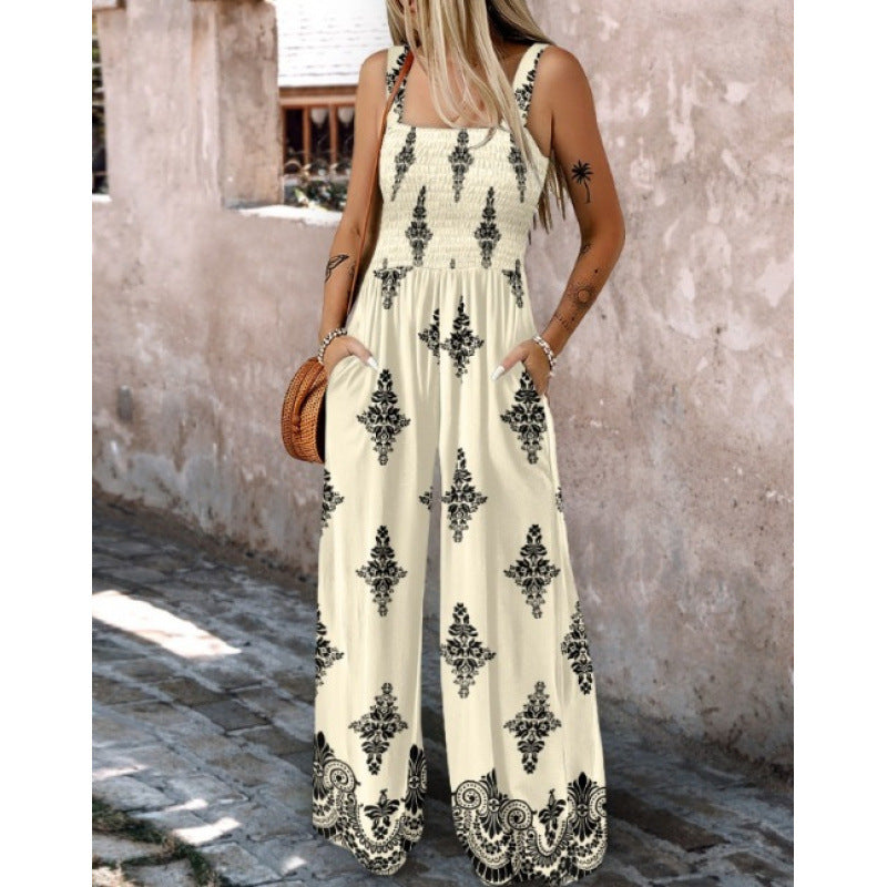 Damen Rüschenoberteil Weites Bein Jumpsuit WW