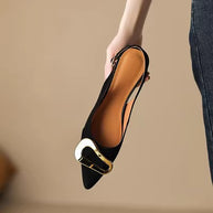 Damen Slingback Ballerinas mit eleganter Schnalle und spitzem Design WW