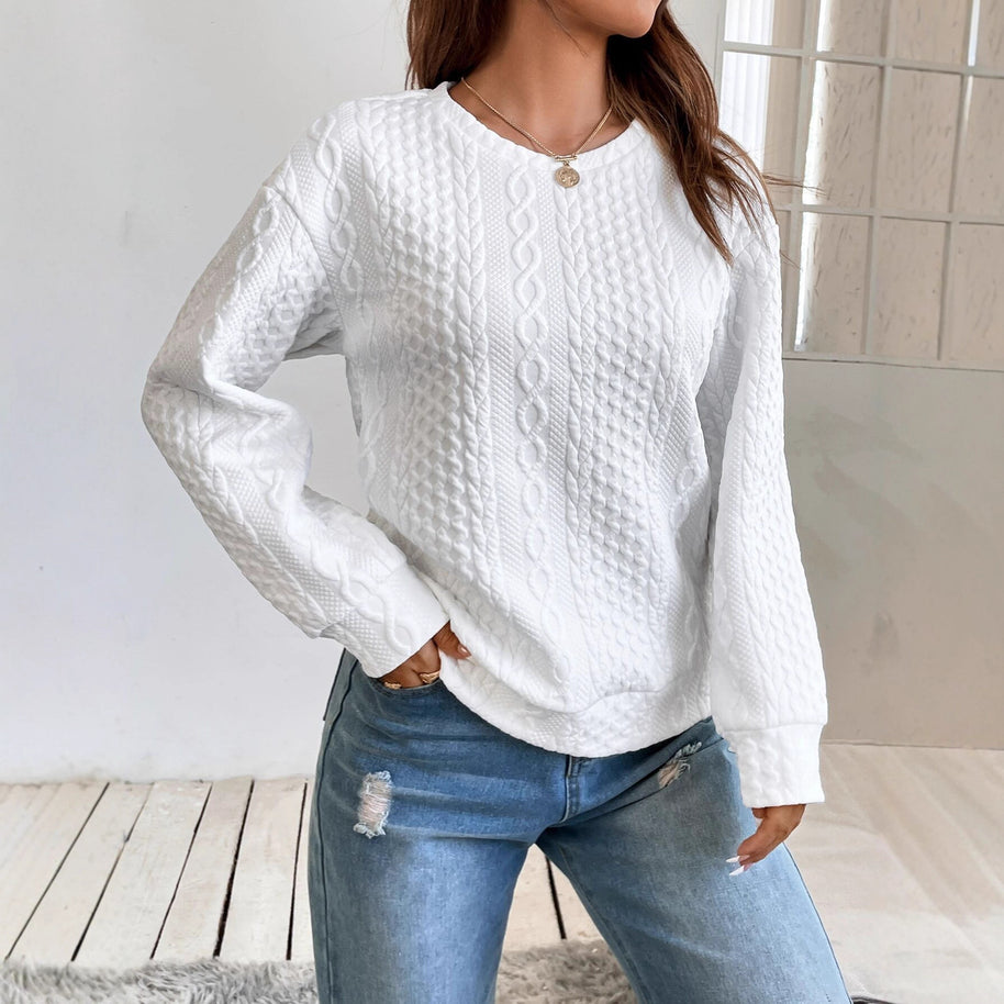 Damen Strickpullover mit strukturierter Oberflächentextur und elegantem Rundhalsausschnitt WW