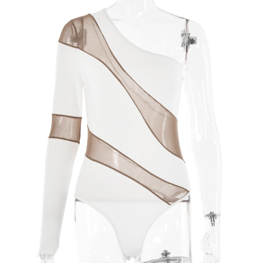 Damen Einseitiger Bodysuit mit transparenten Akzenten W&W