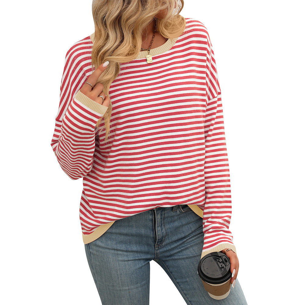 Damen lässiger gestreifter Pullover WW